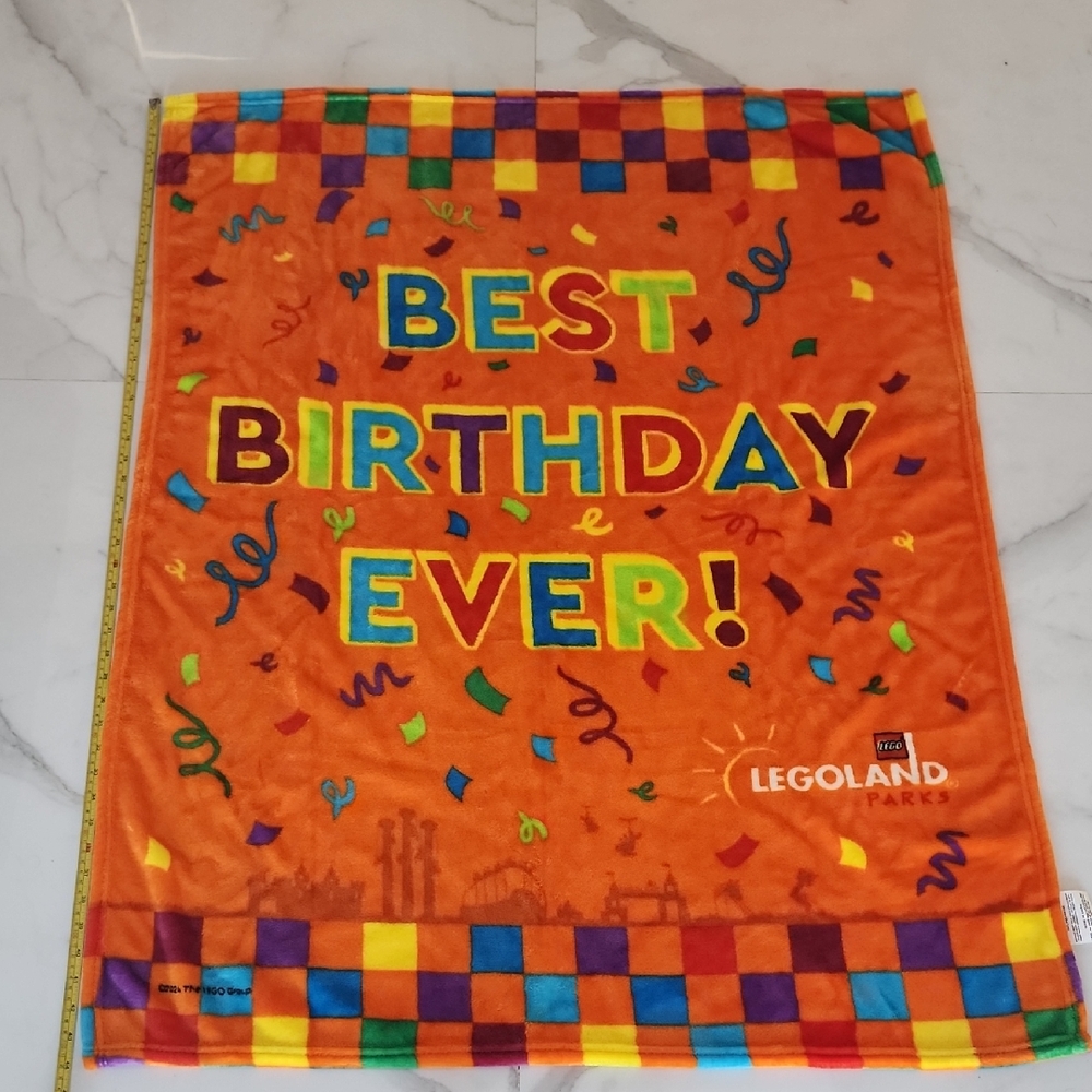 Lego Orange Plush Blanket 45 Inch × 35 Inch with Purple and Yellow Accents